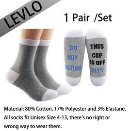 LEVLO Cop Off Duty Socks Police Officer Gifts Do Not Disturb This Cop is Off Duty Socks Cop Gift for Men Policemen Socks (1 PAIR-GREY)