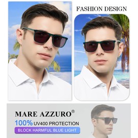 MARE AZZURO Large Square Reader Sunglasses Men Lightweight Outdoor Sun Reading Glasses 100 125 150 175 200 225 250 275 300 350 400(Turquoise, 3.50)