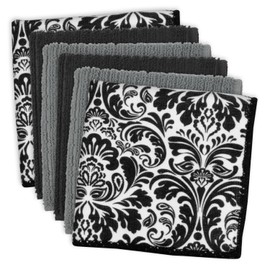 DII Set de 6 paños de cocina de microfibra ultra absorbente para limpieza, lavado, secado, 30.5 x 30.5 cm, color negro