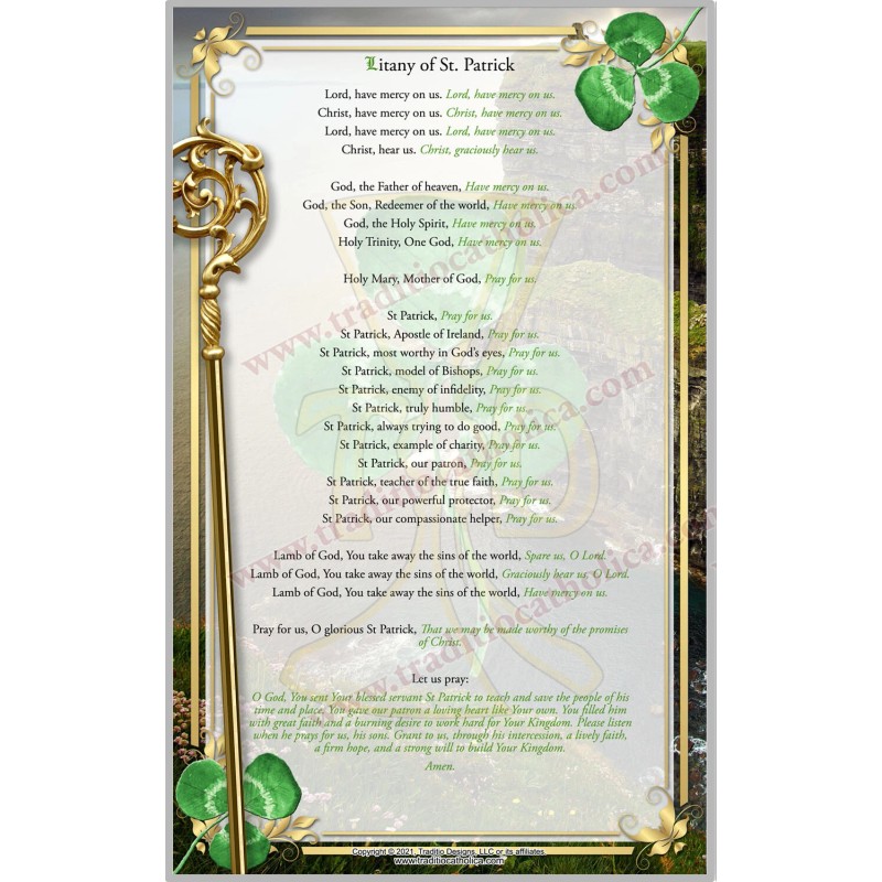 St. Patrick's Breastplate prayer devotion large laminated Holy Prayer card.