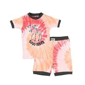 Lazy One Short-Sleeved Summer Pajama Set for Girls and Boys, Kid Pajama Set, Moose, Tye-Dye (Good Vibes, 10)