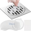 Disposable Shower Drain Hair Catcher Mesh Stickers, 30 Pack, Round