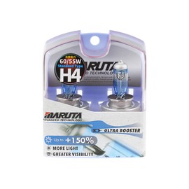 MARUTA Ultra Booster H4 60/55W +150% Brightness Halogen Lamp for Headlight, Low Beam, High Beam