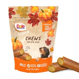 Dole for Pets Dog Chews, Pup-kin Spice Flavor Dog Treats - Pumpkin Flavored with Real Fruits, No Wheat, Corn, Soy, Artificial Flavors, Colors, or Preservatives, 7.5 Ounce