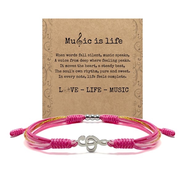 HARACRAFT Pink Music Note Bracelet, Graduation Bracelet, Back to School