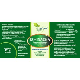 VITAIDEAL VEGAN® Echinacea root (purple coneflower root) "SPAR-POT" 2 x 360 vegetable capsules 450 mg each, purely natural without additives