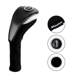 Andux 4pcs/Set PU Golf Wood Club Head Covers 460cc Driver with Long Neck Black