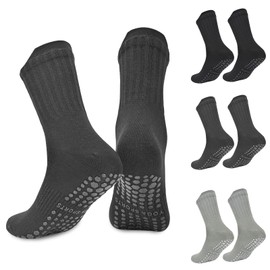 SGQTZDZQ 3Pack Non Slip Socks for Men, Grip Socks Men Slipper Pilates Yoga Hiking Basketball