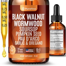 Wormwood Black Walnut Clove Cleanse Liquid Drops with SourSop, Pumpkin Seed, Pau D’Arco, Garlic & Oil of Oregano, Hull Extract Herb Tincture Drops For Humans 98% Absorption Gut Digestive Health (2oz)