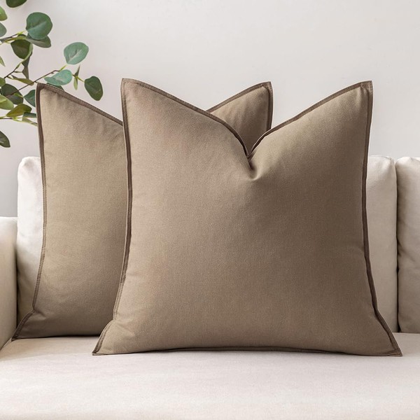 MIULEE Pack of 2 Khaki Pillow Covers 26x26 Inch Decorative