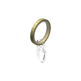 Interdeco Curtain Rings with Sliding Insert and Pleat Hooks, Rings in Brass Look for Curtain Rods 20 mm Diameter (Pack of 24)