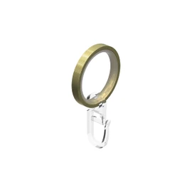 Interdeco Curtain Rings with Sliding Insert and Pleat Hooks, Rings in Brass Look for Curtain Rods 20 mm Diameter (Pack of 24)