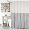 DOSLY IDÉES Farmhouse Shower Curtain,Beige and Black Striped,Button Curtain,Spa Waffle