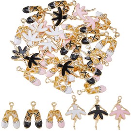 DICOSMETIC 36Pcs 6 Styles Ballet Dancer Charm Alloy Enamel Ballet Charms Rhinestone Ballerina Shoes Charms Dancing Shoe Charm for Necklace Bracelet Jewelry Making, Hole: 1.8-2mm