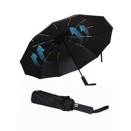 Giyaluzw Regenschirm Sturmfest Taschenschirm Automatik mit 12 Doppelrippen, Umbrella Windproof, FaltbarDoppler Regenschirm Schwarz für Damen und Herren