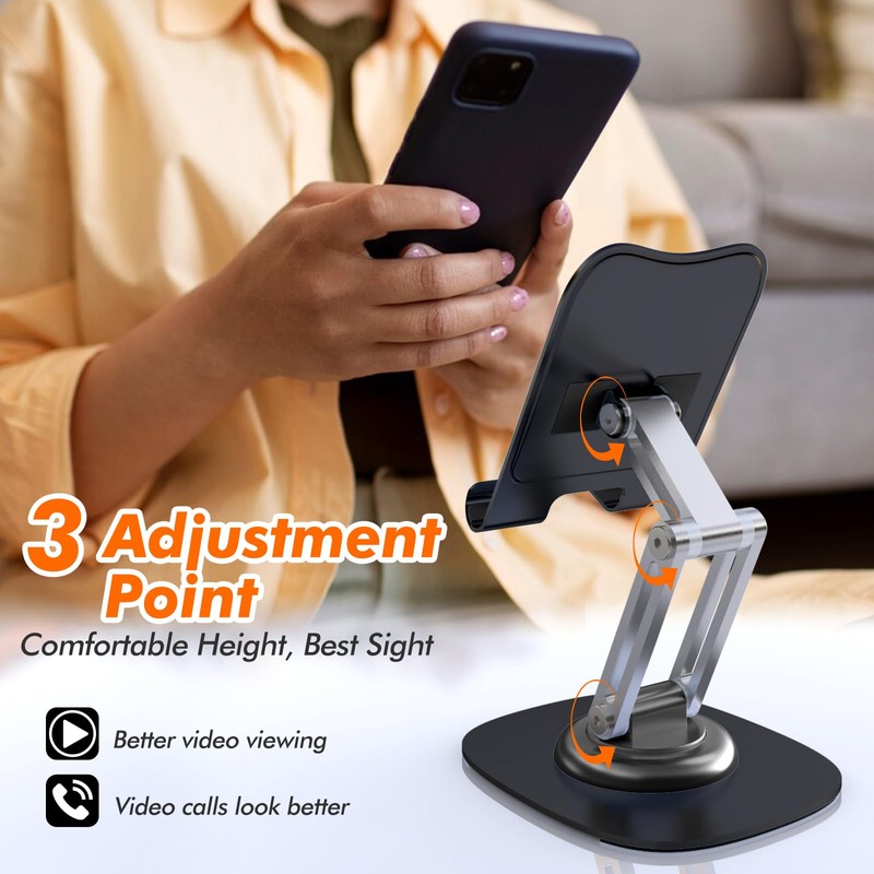 ZTGYGY Metal Cell Phone Stand for Desk, Adjustable Foldable Desktop