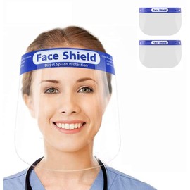 Reusable Plastic Safety Face Shield for Men and Women, 2 Pieces