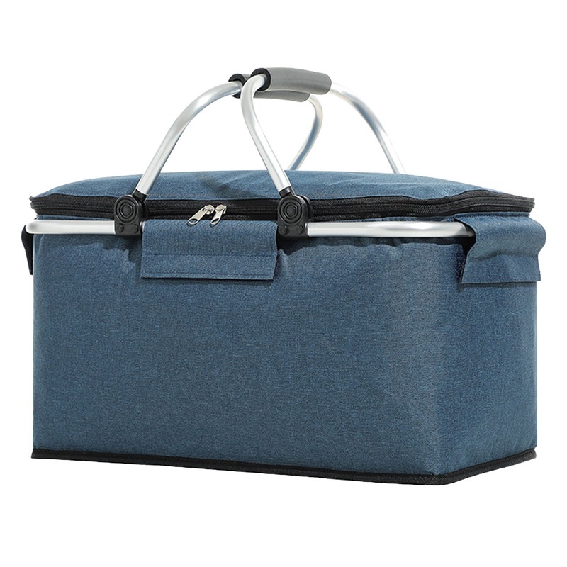 Picnic Bag Foldable Picnic Basket Insulated Comfortable Handle Ice Pockets
