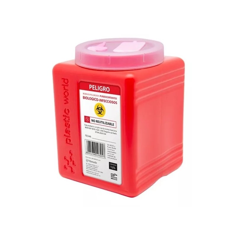 GH medic Bote Rpbi Contenedor Recolector 1.5 Lts Punzocortante 2