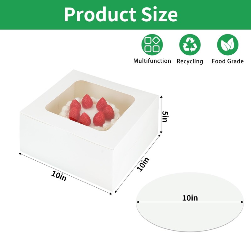 fwipiyo 30 Pcs Cake Boxes 10 Inch with Window Clear