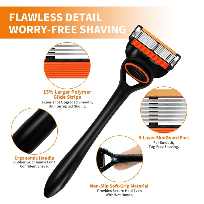 ADULAHI Men’s Cartridge Razors with 4 Replacement Cartridges,Pivoting Head, 6