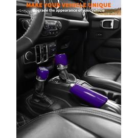 Savadicar Purple Interior Accessories - Handbrake & Gear Shift Knob Trim Set for 2018-Present Jeep Wrangler JL JLU 4XE & Gladiator JT - Solid Color Interior Decor Upgrade Option, 3-Piece