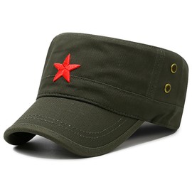 COOLSOME Vintage Fatigue Red Star Mao Army Military Hat (Military Green)