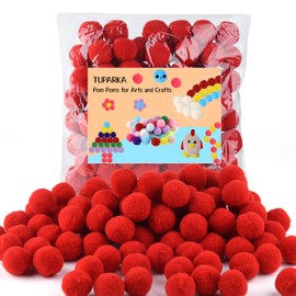 TUPARKA 100 Pcs Red Pom Poms 1 Inch Craft Pompoms Balls for Art Crafts DIY Projects