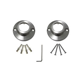 Naiture Straight Shower Curtain Rod Round Flanges, Zinc Alloy, Set of 2, Brushed Nickel Finish