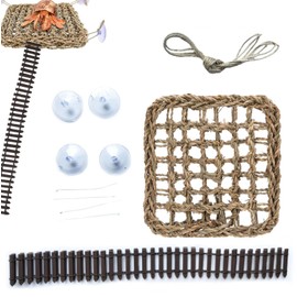 Hermit Crab Accessories Seagrass Hammocks and Reptile Ladder Set Hermit Crab Climbing Toys,Habitat Deco for Chameleon Hamster Guinea Pig