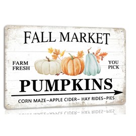Fall Market Pumpkins Farm Fresh Metal Tin Sign Home Decorative Pumpkin Fall Decor Autumn Sign Thanksgiving Decor Fall Home Decor 8x12 Inch