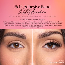 Lilly Lashes 3D Self Adhesive Eyelashes, No Lash Glue Needed, Body Heat Activated Press on Lashes, Reusable Self Adhesive Eyelashes Up to 5x, Easy to Apply & Remove (RuleBreaker)