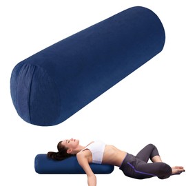 MABOZOO Round Yoga Pillow, Cylindrical Yoga Bolster Pillow with Washable Cover, Meditation Cushion Body Pillow for Yoga Practice, Restorative Yoga, Meditation (Blue)