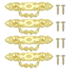 PATIKIL Vintage Decorative Handles 3.9x1.34, 4 Pcs Drawer Handles with Screws for Cabinet Wooden Box Case Wardrobe Cupboard Dresser Furniture Hardware, Gold Tone
