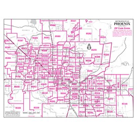 Metropolitan Phoenix Arterial Streets ZIP Code Zones Notebook Map - 50 Count