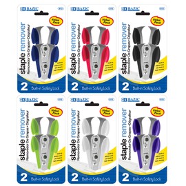 BAZIC Staples Remover & Safety Lock Pinch Jaw Claw Style, Lightweight Staple Puller, Portable Small Size, for School Office Home, Total 48 Count