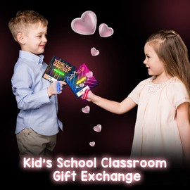 ShyLizard Valentines Day Cards for Classroom School, Valentines Cards with 30 ring and 36 glow sticks, Kids Valentines Day Gift Exchange for Classroom School, Valentines Day Gifts for Kids Boys Girls