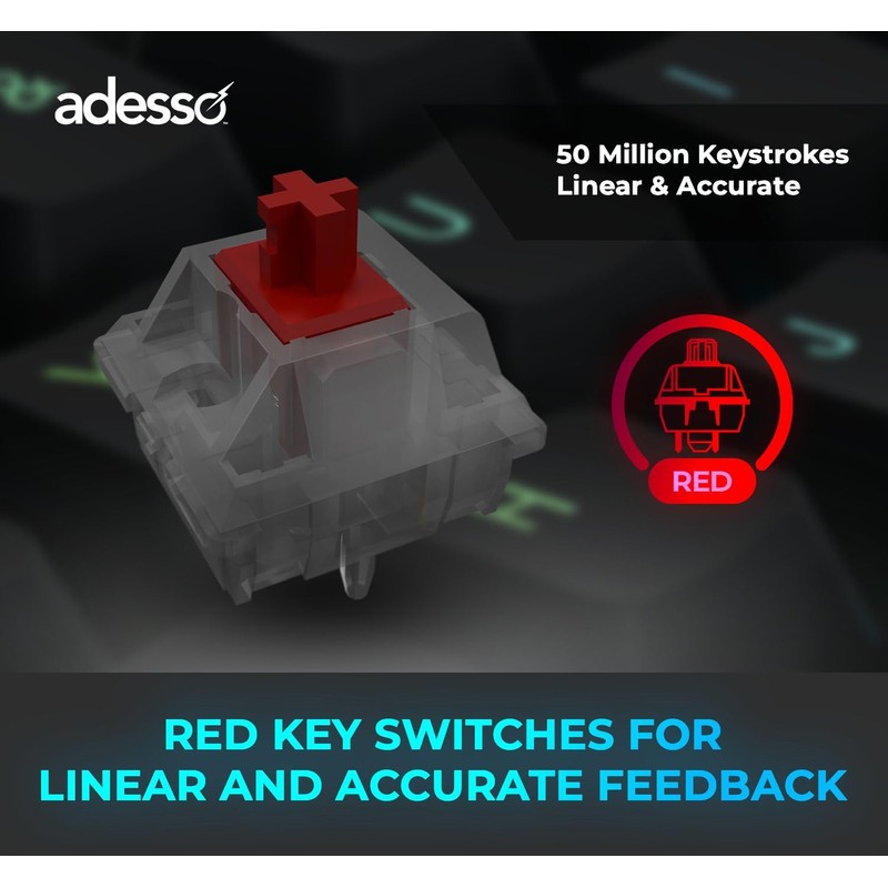 ADESSO EasyTouch 1000 Wired/Wireless/Bluetooth Multi-OS Illuminated Mechanical VIA Mini Keyboard