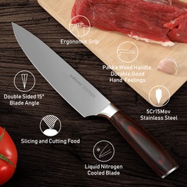 NAMUPIE Chef Knife 8 Inch Professional Kitchen Knife High Carbon Steel Ultra Sharp Chef's Knife with Soild Wooden Handle Gift Box for Family & Restaurant