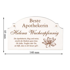 Dekolando Sign "Bester Apotheker Beste Apothekerin Geschenk - Funny Gifts in 3 Sizes for Birthdays, Christmas, Easter, Santa Claus, for Men, Women, Colleagues, Employees