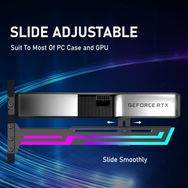 NVRADCHUA ARGB GPU Support Bracket, GPU Brace Support, 5V 3Pin addressable GPU Holder, 5v 3pin RGB GPU Support Stand Video Card sag Holder, Adjustable Length and Height GPU Stand (Black)