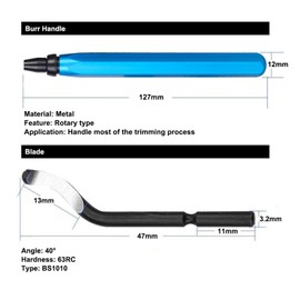 Deburring Tool, CUKCIC Metal Deburring Tool with 10 BS1010 Blades, 360° Rotating Metal Deburring Handle, Practical Burr Remover for Aluminium, Copper, Plastic Burr, 3D Printing