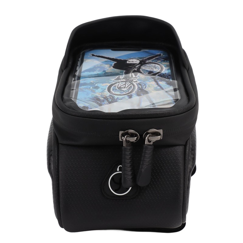 Bike Phone Mount Bag Large Capacity Waterproof Carbon Pattern PU