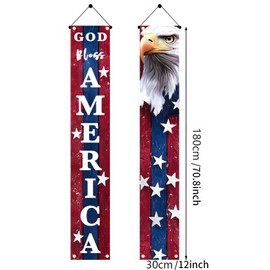 BlissYard 4th of July Decorations God Bless America Door Banner American Flag Independence Day Eagle Porch Banner Sign Patriotic Decor Memorial Day Front Door Hanging Porch Signs Veterans Decorative