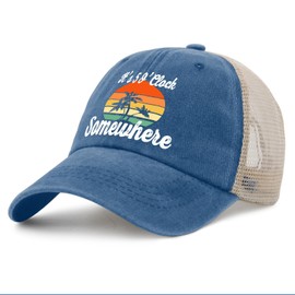 Jimmy Hat 5 Oclock Somewhere Hat It is 5 Oclock Somewhere Trucker Hat Men Vintage Mesh Baseball Cap for Summer Lake Blue
