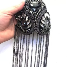 Women Children Shoulder Epaulet Crystal Beads Chain Shoulder Brooch Boards Badge Stage Dress Medal Accessories By The Pair