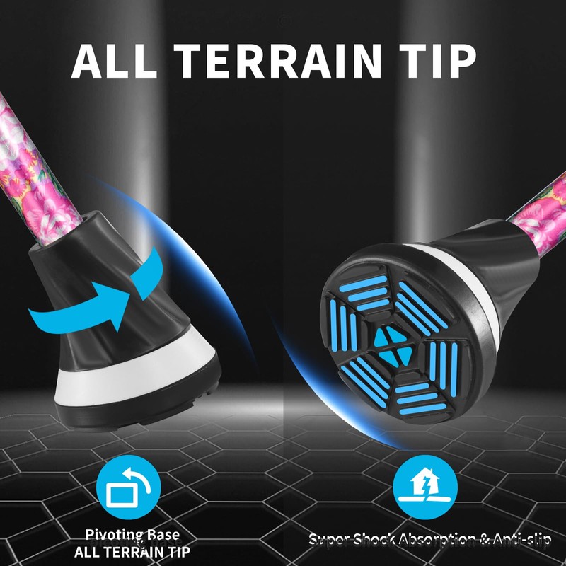 PANZHENG All Terrain Walking Cane for Man/Woman - Adjustable Shock