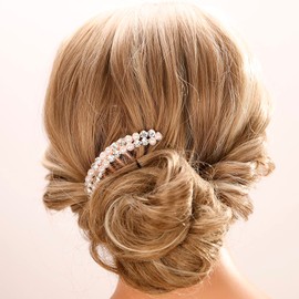 Aimimier Pearl Crystal French Hair Combs Vintage Rhinestone Long Teeth Hair Pins Dainty Hair Pieces Bridal Wedding Hair Accessories for Women and Girls(Style 2)