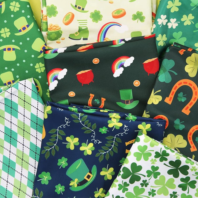 Pack of 8 St Patrick's Day Green Shamrock Fat Squares