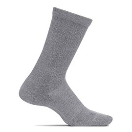 Feetures Womens Texture Cushion Crew Sock (Small, Light Gray)